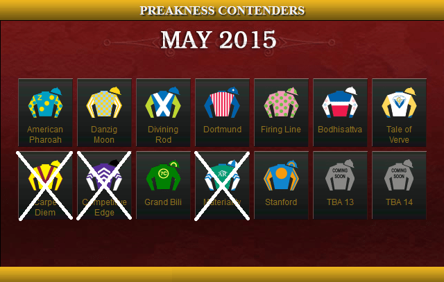 The elimination of Pletcher's trio leaves just nine horses listed as "probable" for Saturday's Preakness Stakes.